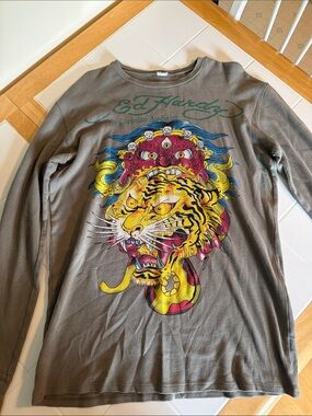 Ed Hardy by Christian Audigier Men’s Long Sleeve Graphic Shirt